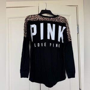 Victoria’s Secret PINK Black Leopard Varsity Crew